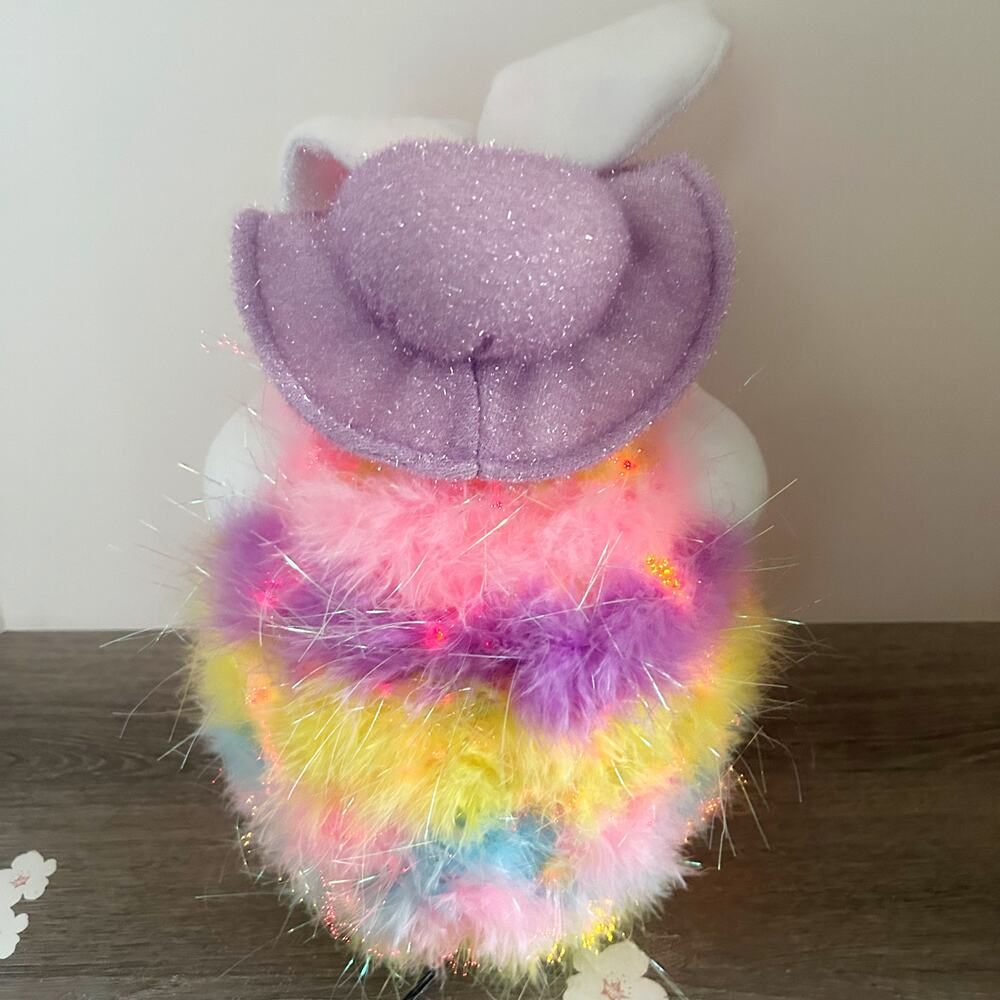 Vintage Multicolor Fiber Optic Easter Bunny Rabbit w/ Sign Tested WORKS EUC - Picture 4 of 8